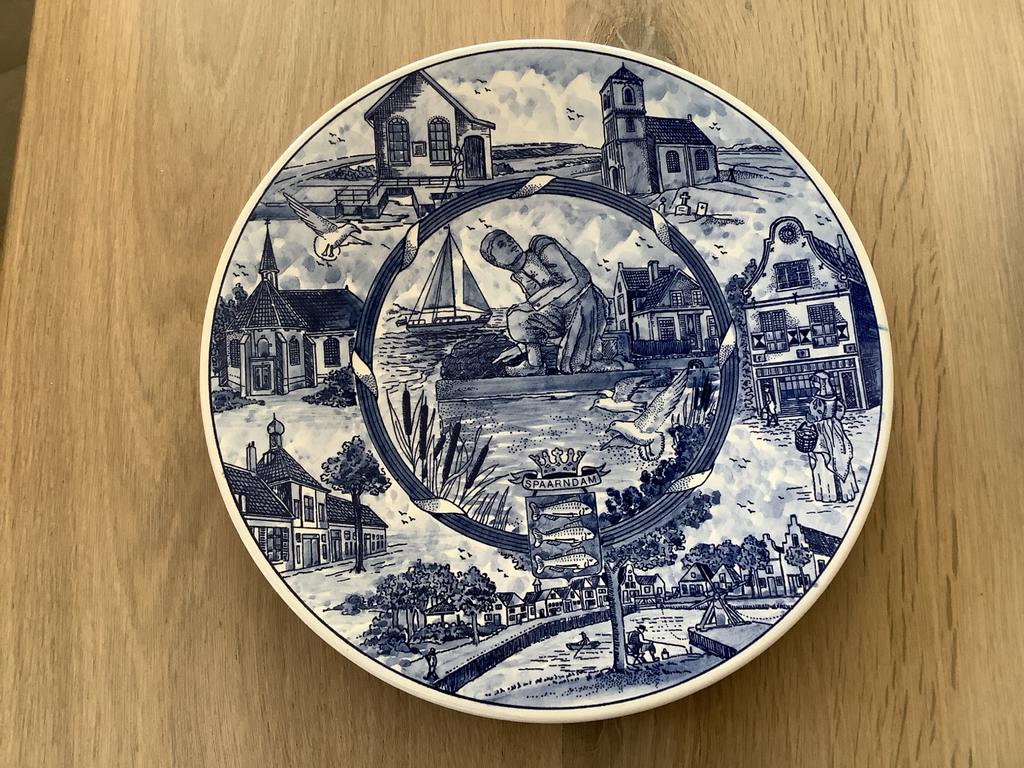 Delfts Blauw sierbord "Spaarnedam" - De schoonheid van Kenne, Ophalen of Verzenden