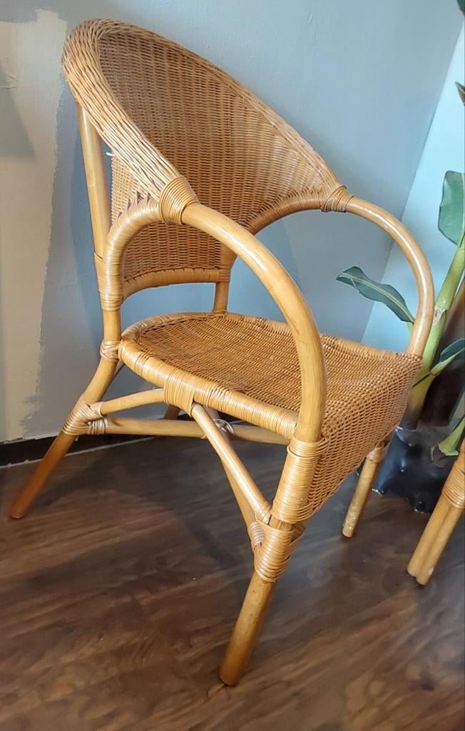 Set van 2 Rotan stoelen  Vintage indo/ bali stijl, Ophalen of Verzenden, Bruin