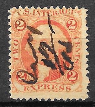 USA Revenues 1862 2c Express oranje Scott R10c zie scan, Ophalen of Verzenden, Gestempeld, Noord-Amerika