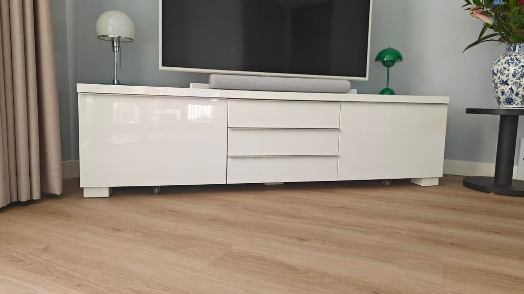 IKEA BESTÅ BURS TV-meubel wit hoogglans, Ophalen, Overige materialen, Modern, Strak, 150 tot 200 cm