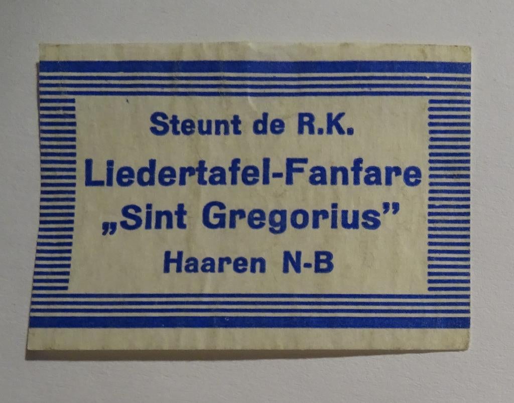 R.K. LIEDERTAFEL - FANFARE    SINT GREGORIUS   HAAREN   N.B, Verzenden, Zo goed als nieuw, Luciferdoosjes of -merken