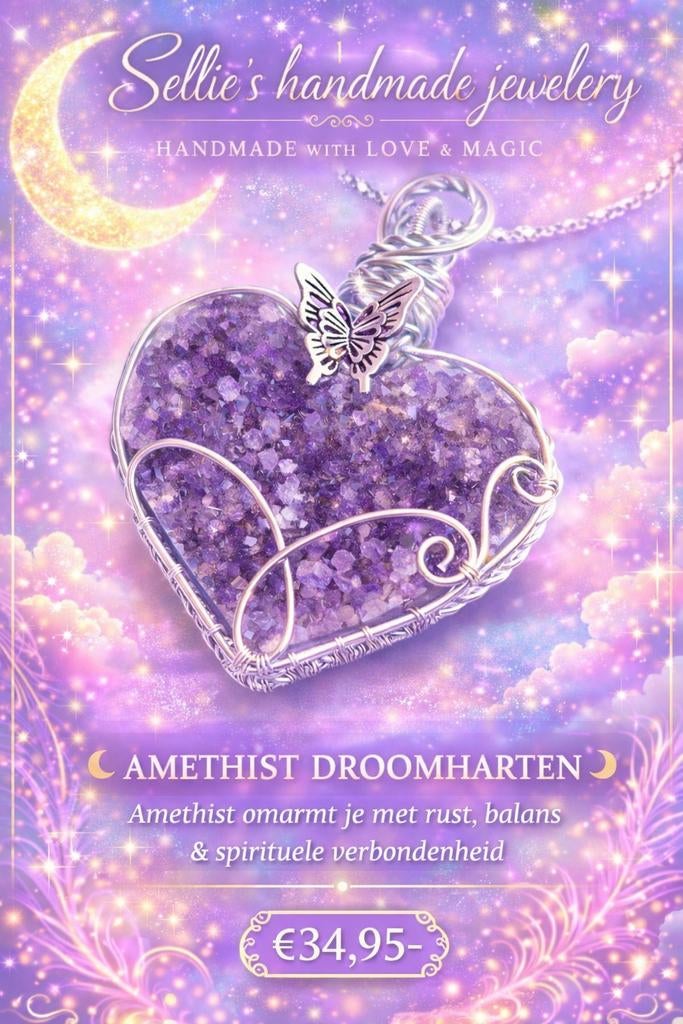 🦋 Sellie's handmade jewelery 🦋, Sieraden, Tassen en Uiterlijk, Kettingen, Nieuw, Steen of Mineraal, Zilver, Met edelsteen, Met hanger