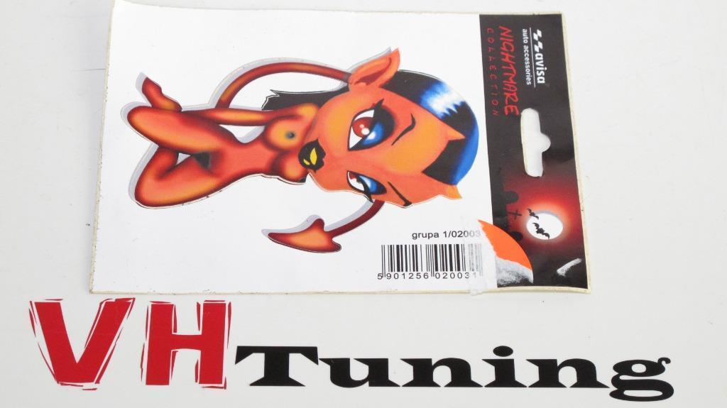 Autosticker AV 102003 duivel meisje 12x9CM, Auto diversen, Autostickers, Ophalen of Verzenden