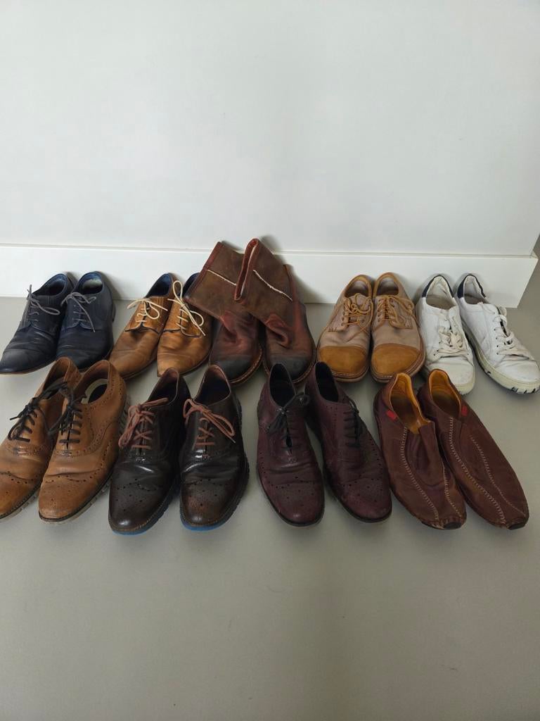 Negen paar nette herenschoenen, leer, maat 43, Ophalen of Verzenden