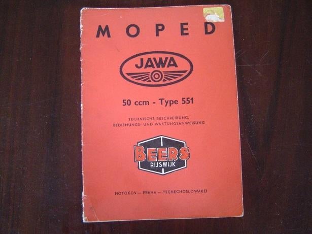 JAWA Moped type 551 50cc 1961 bedienungs anleitung Mofa, Fietsen en Brommers, Ophalen of Verzenden, Gebruikt