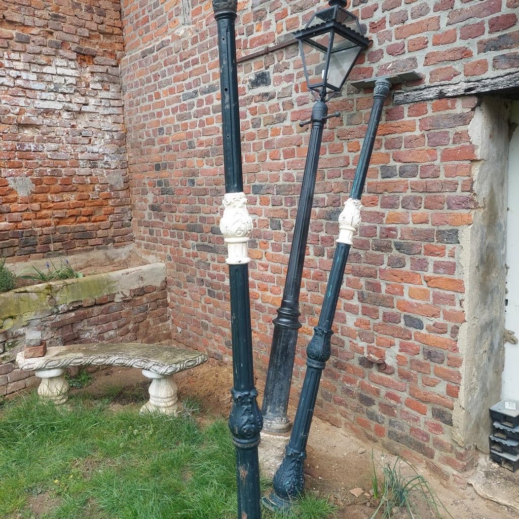 Vintage lantaarnpaal, Tuin en Terras, Buitenverlichting, Ophalen, Gebruikt, Staande lamp, Netvoeding
