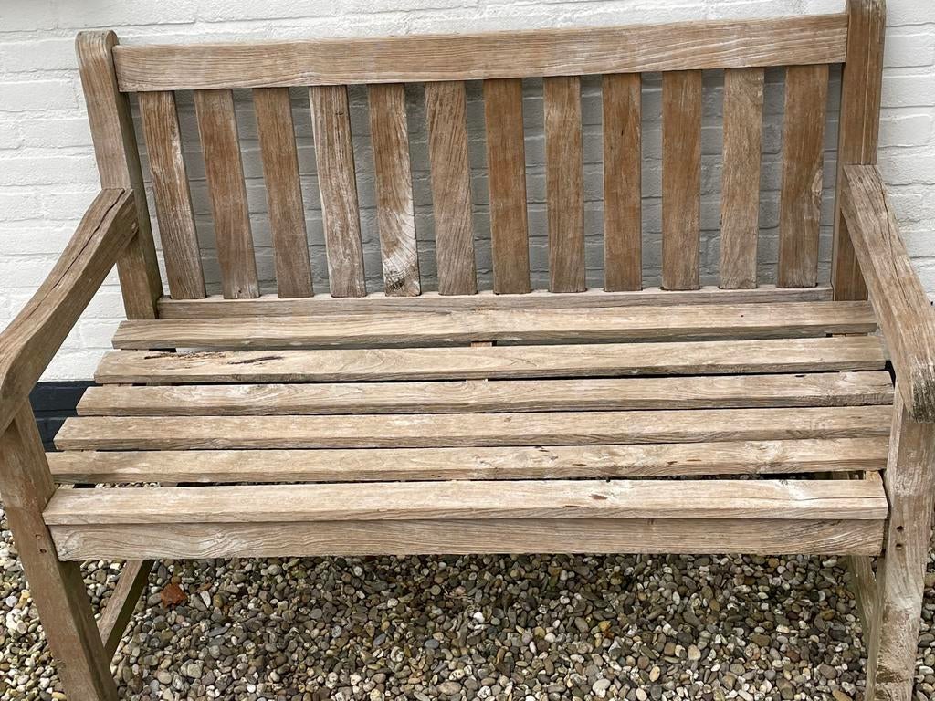 Teak houten tuinbankje, Tuin en Terras, Tuinbanken, Ophalen, Gebruikt