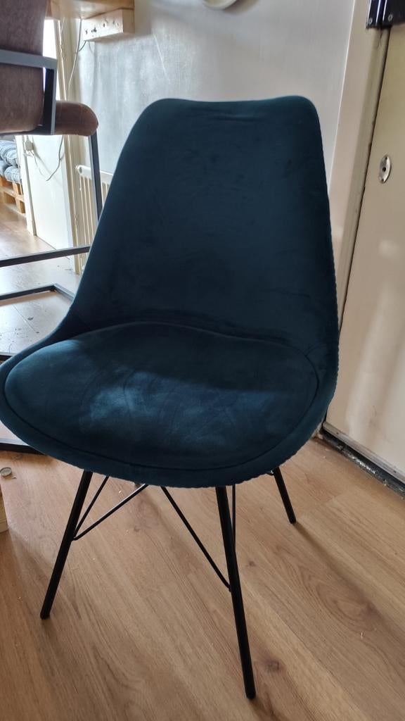 Blauwe stoffen stoel, Ophalen, Gebruikt, Blauw, Eén