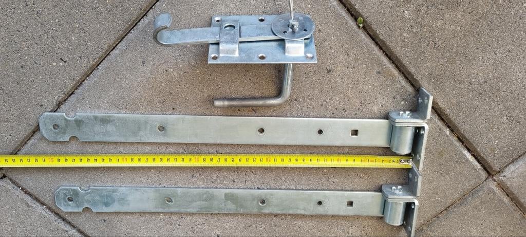 2 scharnieren met plaatduim en deurkruk, Ophalen of Verzenden, Klink of Kruk