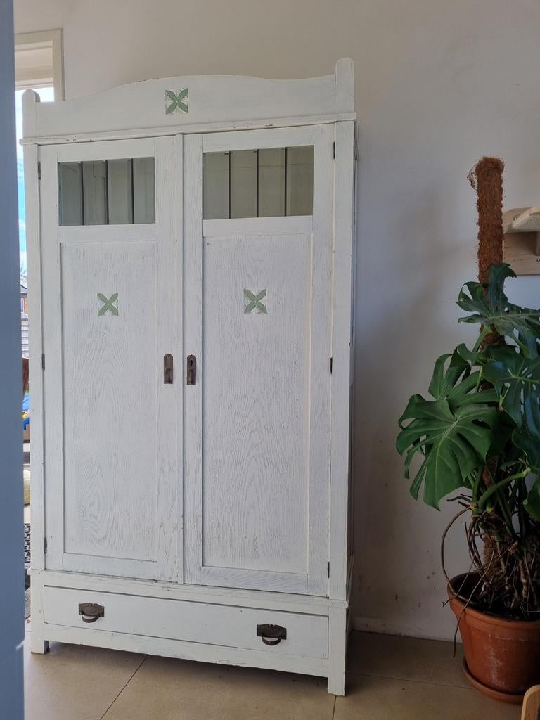 Oudhollands meidenkastje met glas-in-lood, Antiek en Kunst, Antiek | Meubels | Kasten, Ophalen