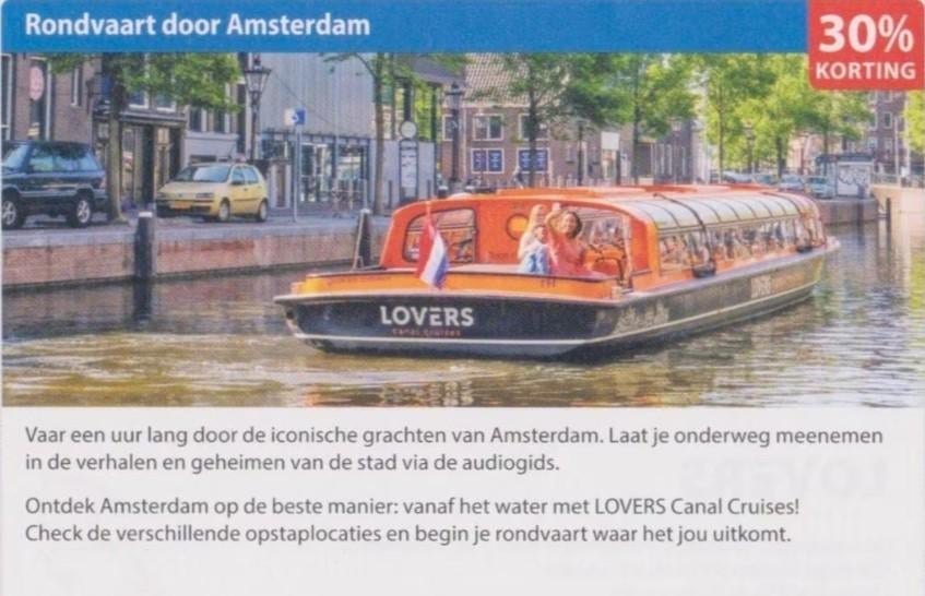 Rondvaart Amsterdam-Rederij Lovers 30% kortingsbon, Drie personen of meer, Kortingsbon, Overige typen