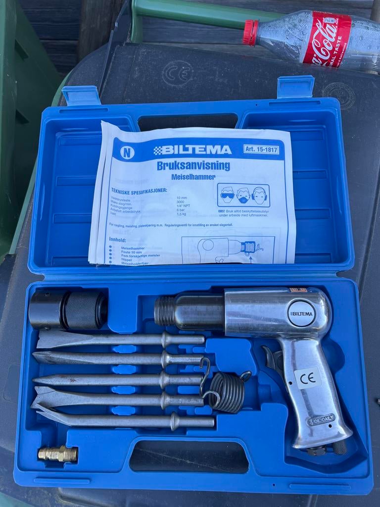 Biltema Luchthamer Set - Meiselhammer met Accessoires, Ophalen, Zo goed als nieuw