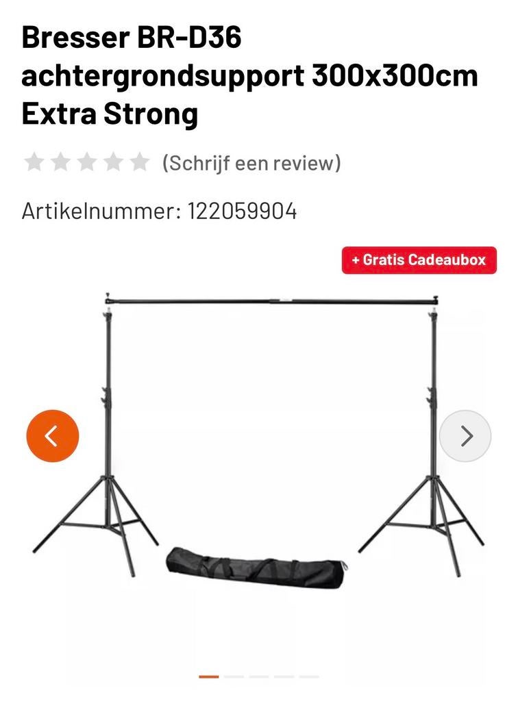 Bresser achtergrondsupport 300x300 incl. papier, Ophalen, Zo goed als nieuw, Achtergrond