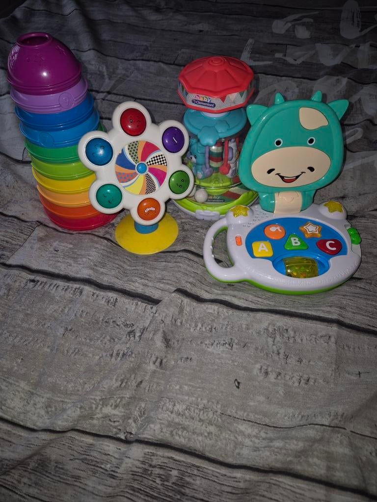 Baby speelgoed set: stapeltoren, rammelaar, muziek speelgoed, Ophalen of Verzenden