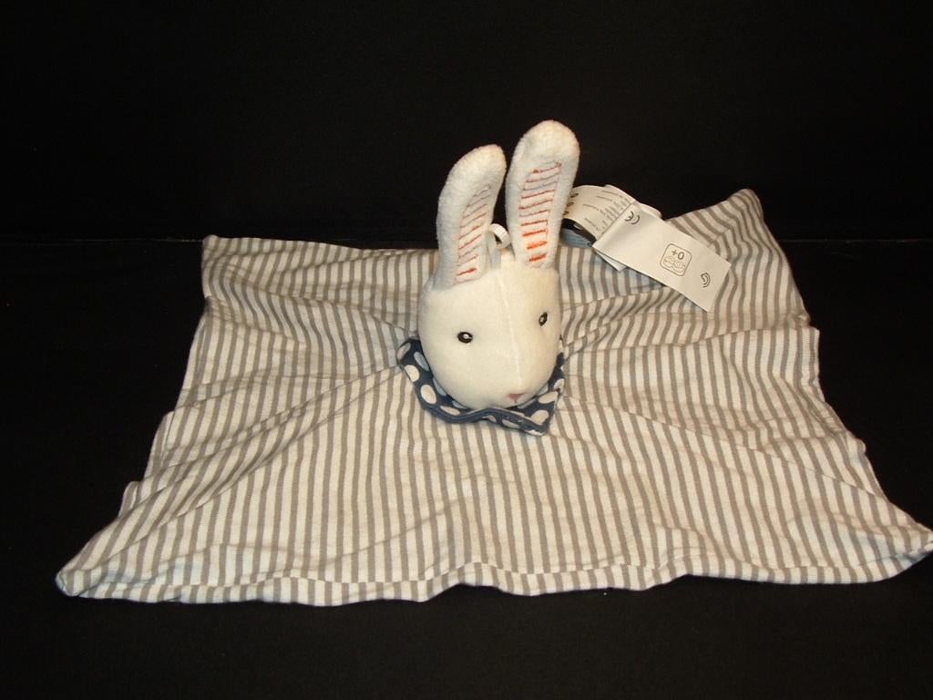 IKEA KONIJN LEKA KNUFFELDOEK TRICOT GRIJS/WIT GESTREEP, Kinderen en Baby's, Speelgoed | Knuffels en Pluche, Ophalen of Verzenden