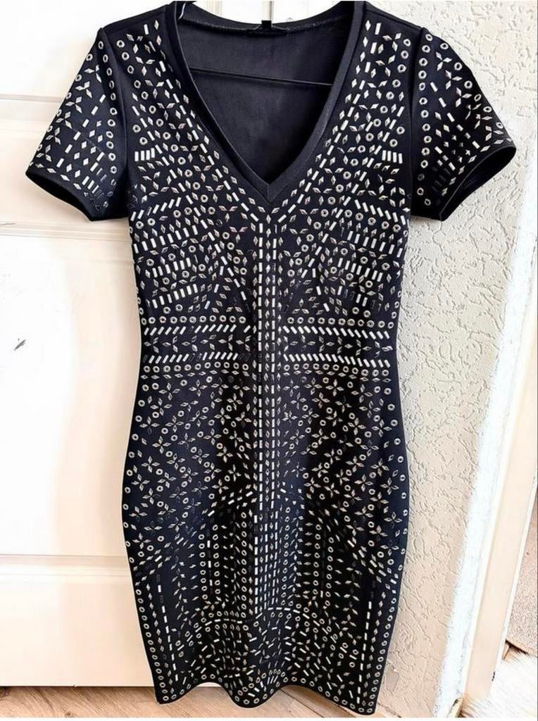 Coolcat jurk met korte mouwen en patroon, Kleding | Dames, Zwart, Ophalen of Verzenden, Maat 34 (XS) of kleiner, Gedragen