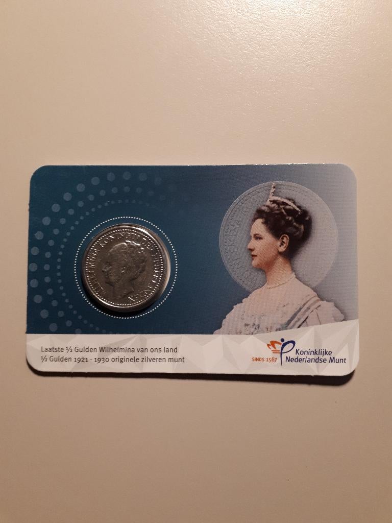Historische coincard KNM: laatste 1/2 gulden (1921), Verzenden, Overige landen, Overige waardes, Zilver