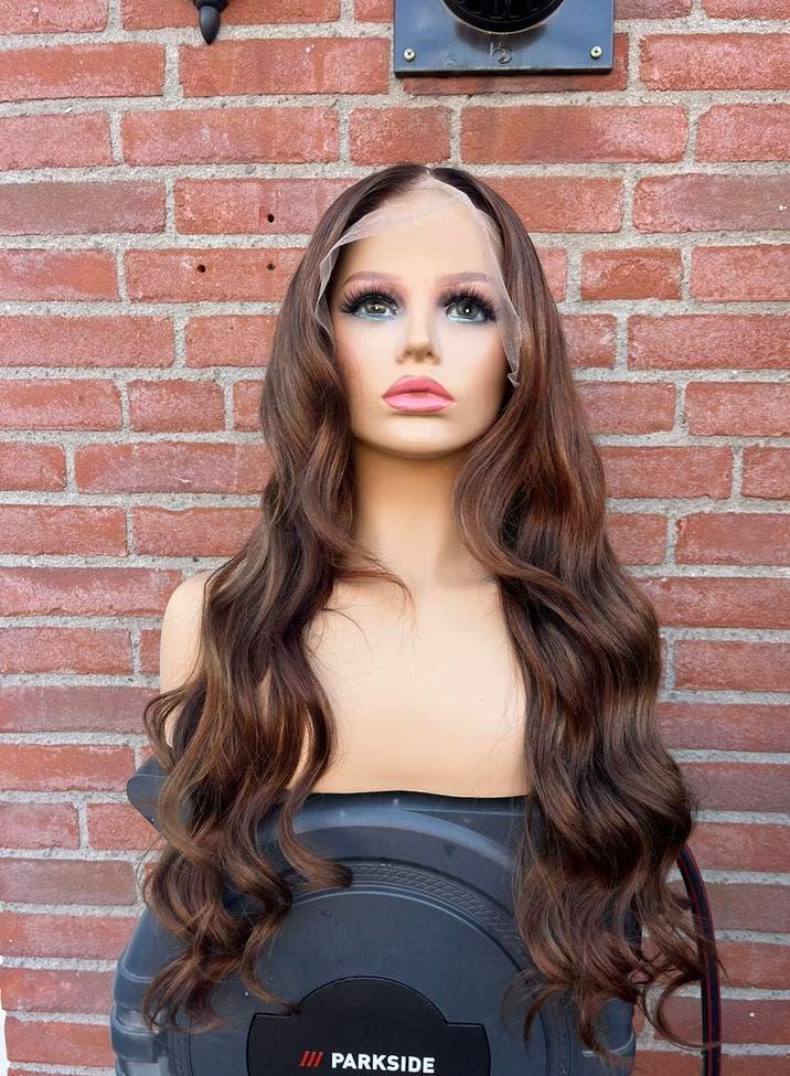 Bruine haarwerk lace wig pruik haarstuk echt haar hairpiece, Ophalen, Nieuw, Pruik of Haarverlenging