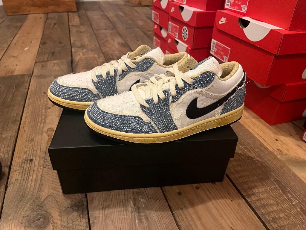 Nike Air Jordan 1 Low Sashiko Denim - 42, Blauw, Nike, Nieuw, Ophalen of Verzenden