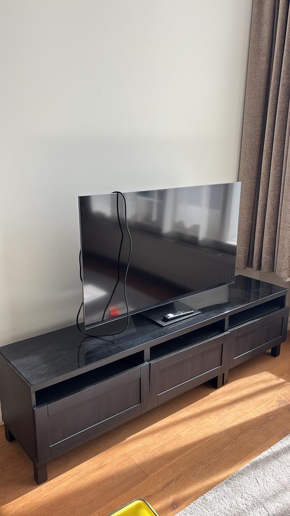 TV-meubel met glasplaat - 1x 120cm, 1x 60cm, Ophalen, Gebruikt, 150 tot 200 cm, Glas