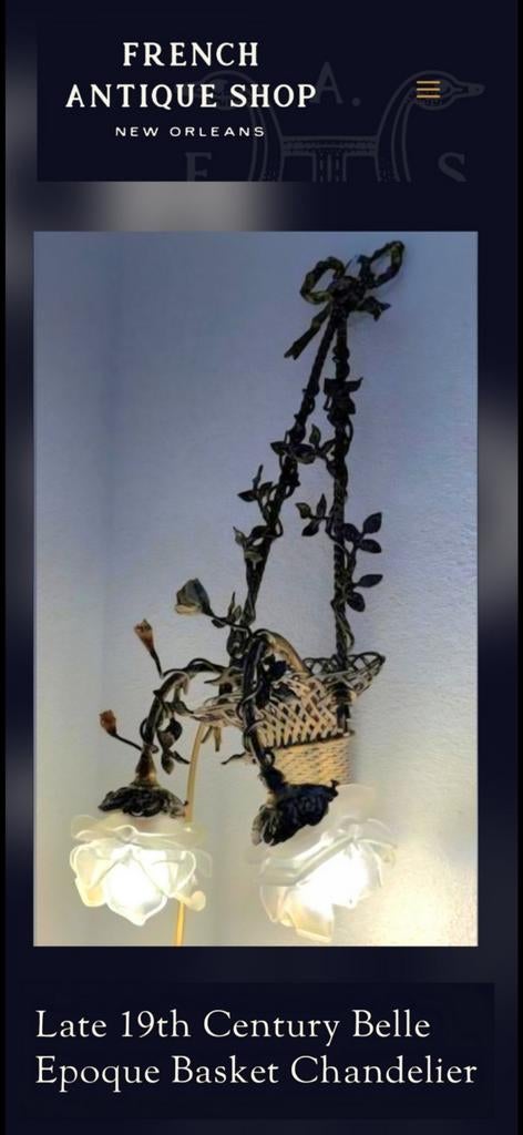 Belle Epoque Mand Kroonluchter - Brons & Porselein, Ophalen of Verzenden