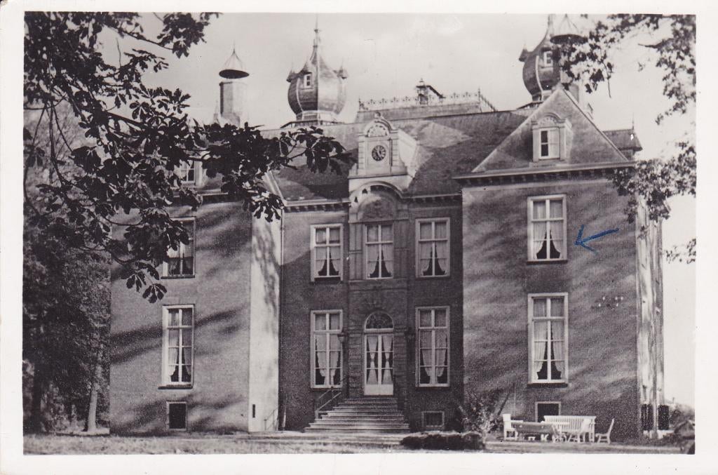 Oegstgeest. Voorzijde Kasteel Oud Poelgeest (1959), Verzenden, 1940 tot 1960, Gelopen, Zuid-Holland