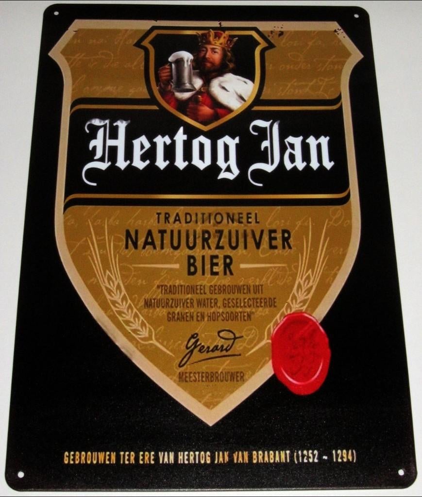 HERTOG JAN : Bord Hertog Jan  Traditioneel Natuurzuiver Bier, Verzenden, Nieuw, Reclamebord, Plaat of Schild, Hertog Jan