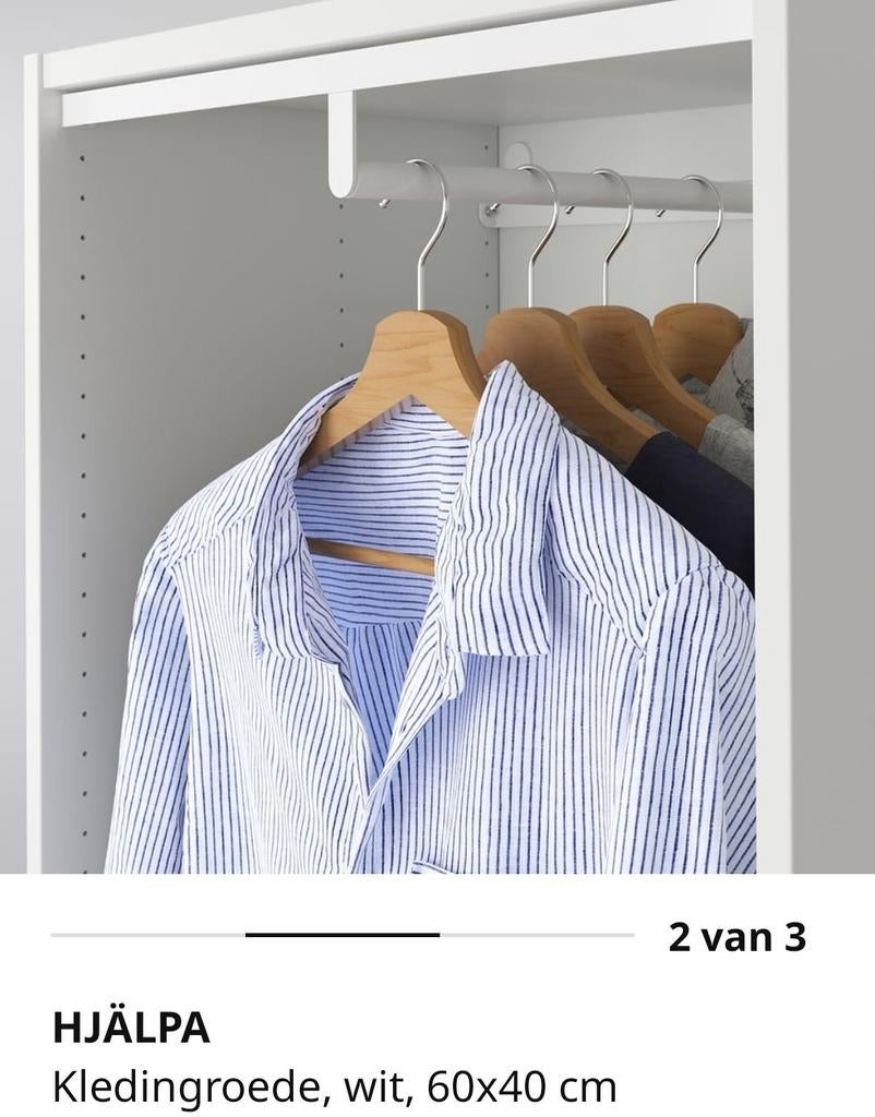 IKEA HJÄLPA Kledingroede wit 60x40 cm, Kleding | Dames, Kledinghangers, Ophalen of Verzenden