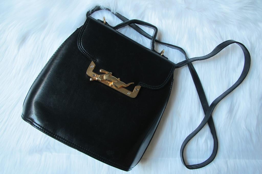 Vintage Sasha 1996 Jaguar Brass bag, Ophalen of Verzenden, Gebruikt, Zwart, Schoudertasje