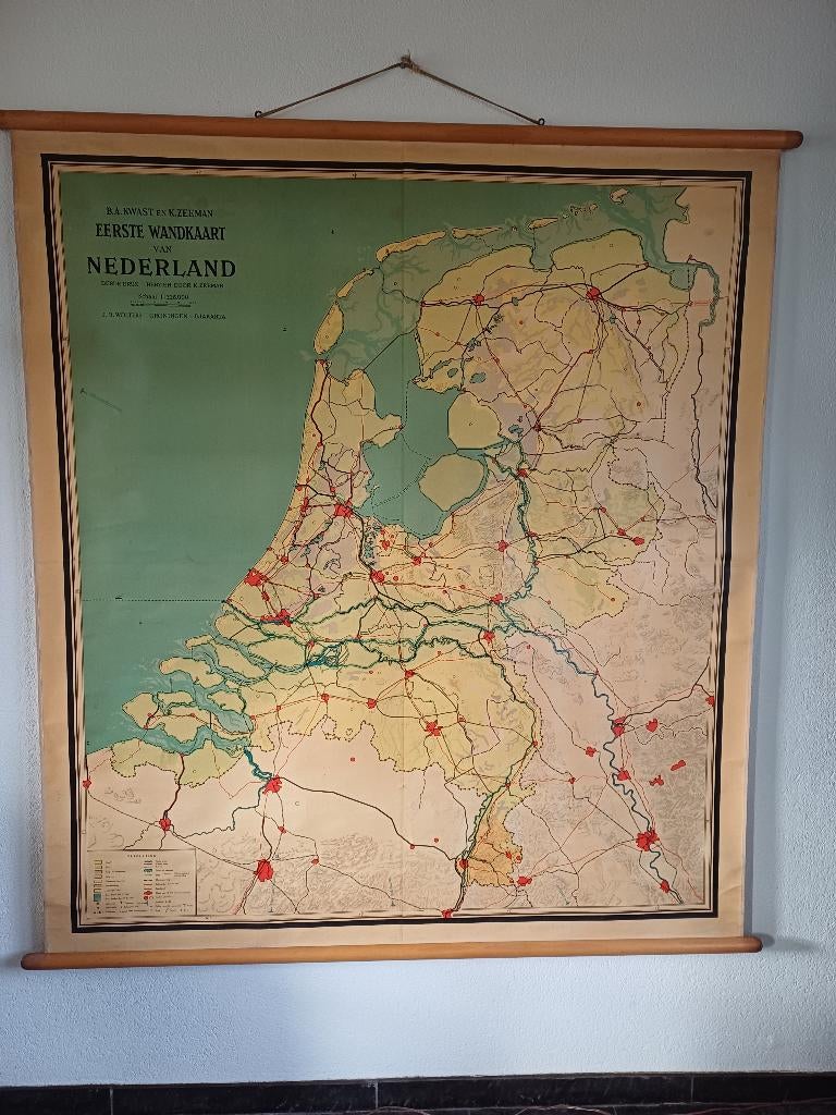 Oude wandkaart van Nederland, Antiek en Kunst, Antiek | Schoolplaten, Ophalen, Aardrijkskunde