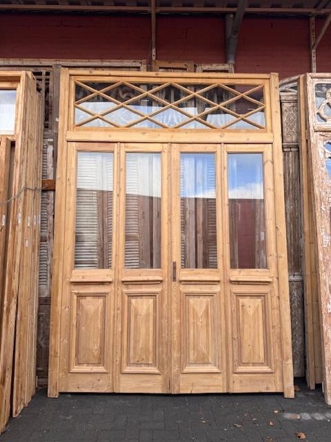 Antieke oranjerie 4-slag met bovenlicht – geloogd, Ophalen of Verzenden