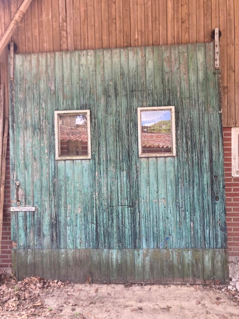 Schuurdeur schuifdeur b=270 h=295cm met rails, Ophalen, Schuifdeur, Hout, 120 cm of meer