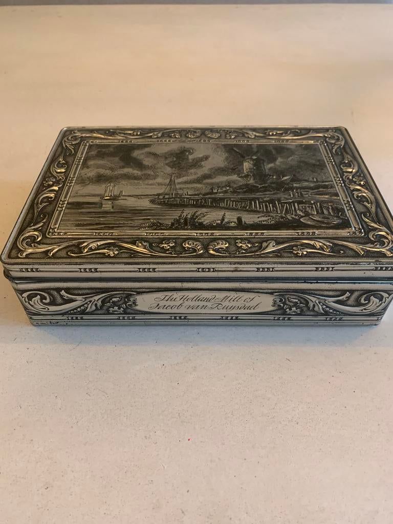 Antiek Koekblik met Gravure 'The Holland Mill of Jacob van R, Ophalen of Verzenden, Gebruikt, Koek(jes), Overige merken