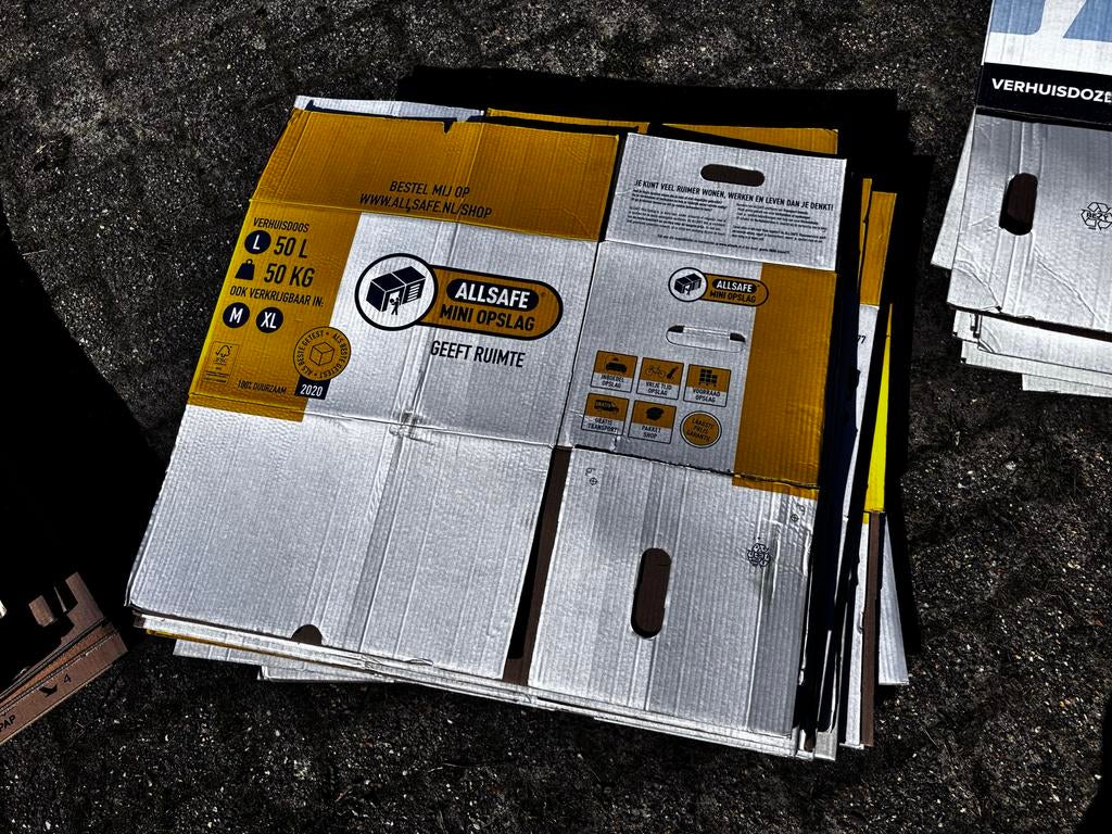 52 sterke Verhuisdozen, Ophalen, 40 tot 60 cm, Opvouwbaar, 50 tot 75 cm