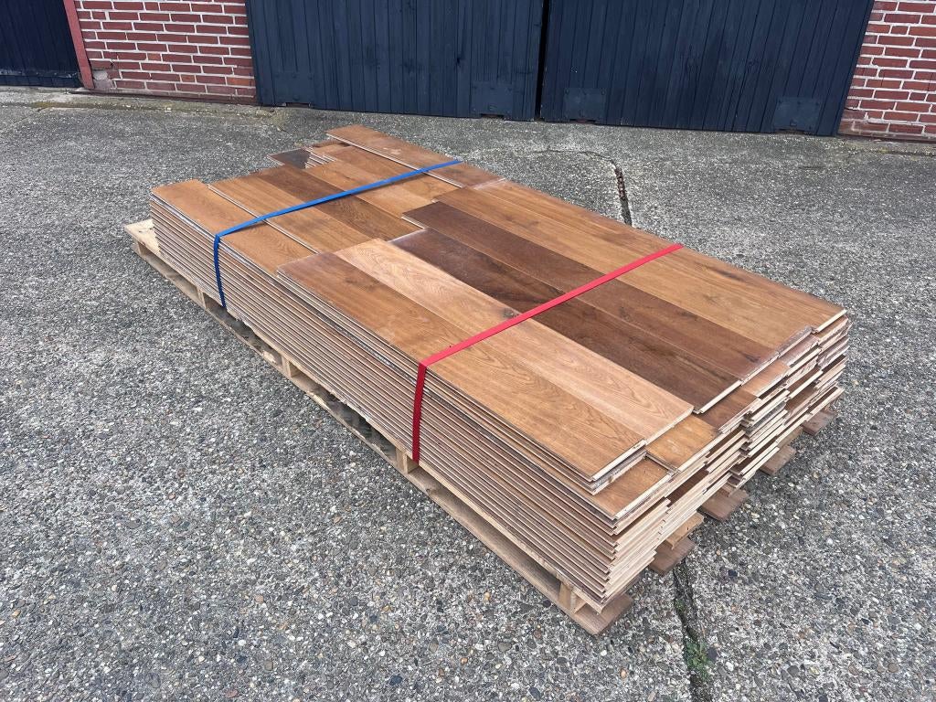 Eiken vloerplanken, multiplank, 33,8 m2, vloer,, Ophalen, Gebruikt, Vloerdelen of -planken, 10 m² of meer