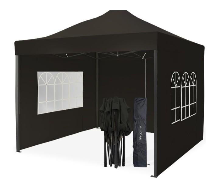 Zwarte pop up partytent met 4 zijwanden, Tuin en Terras, Partytenten, Ophalen