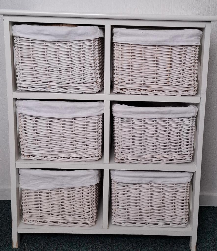 Ladenkast met 6 st. rieten manden, Ophalen, Gebruikt, 5 laden of meer, 50 tot 100 cm