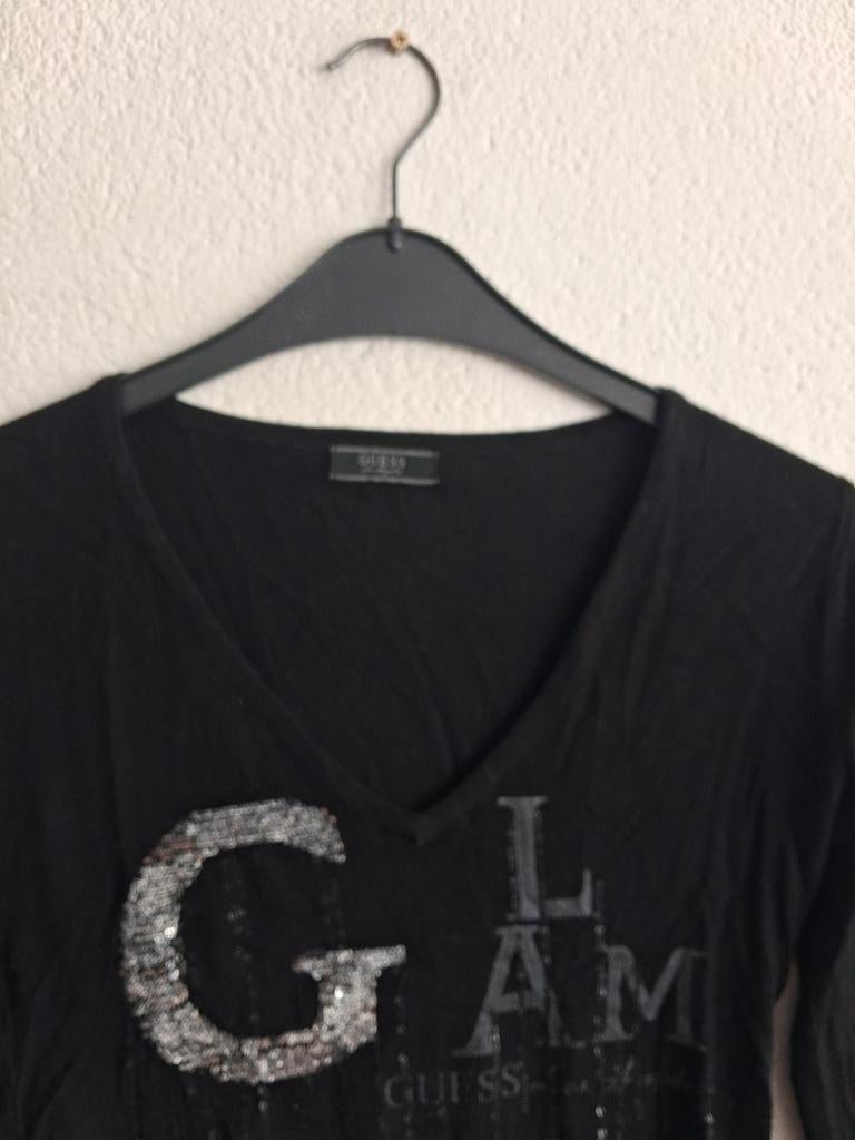 Zwarte Guess trui met V-hals Maat  M, Kleding | Dames, Truien en Vesten, Ophalen of Verzenden, Zo goed als nieuw, Zwart