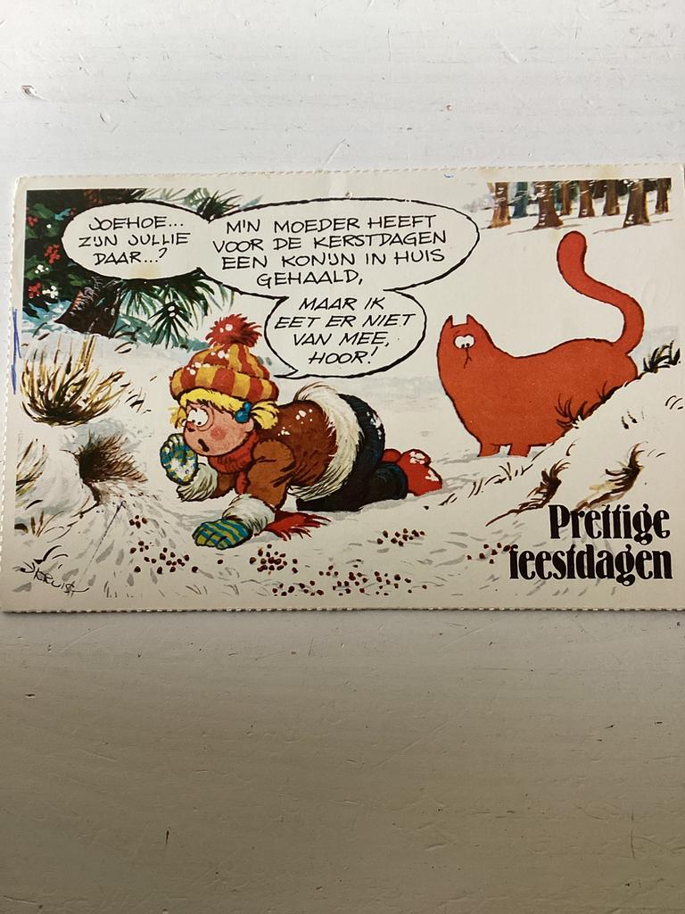 Kerstkaart Jan Jans en de kinderen, Verzenden, 1980 tot heden, Gelopen, Feest(dag)