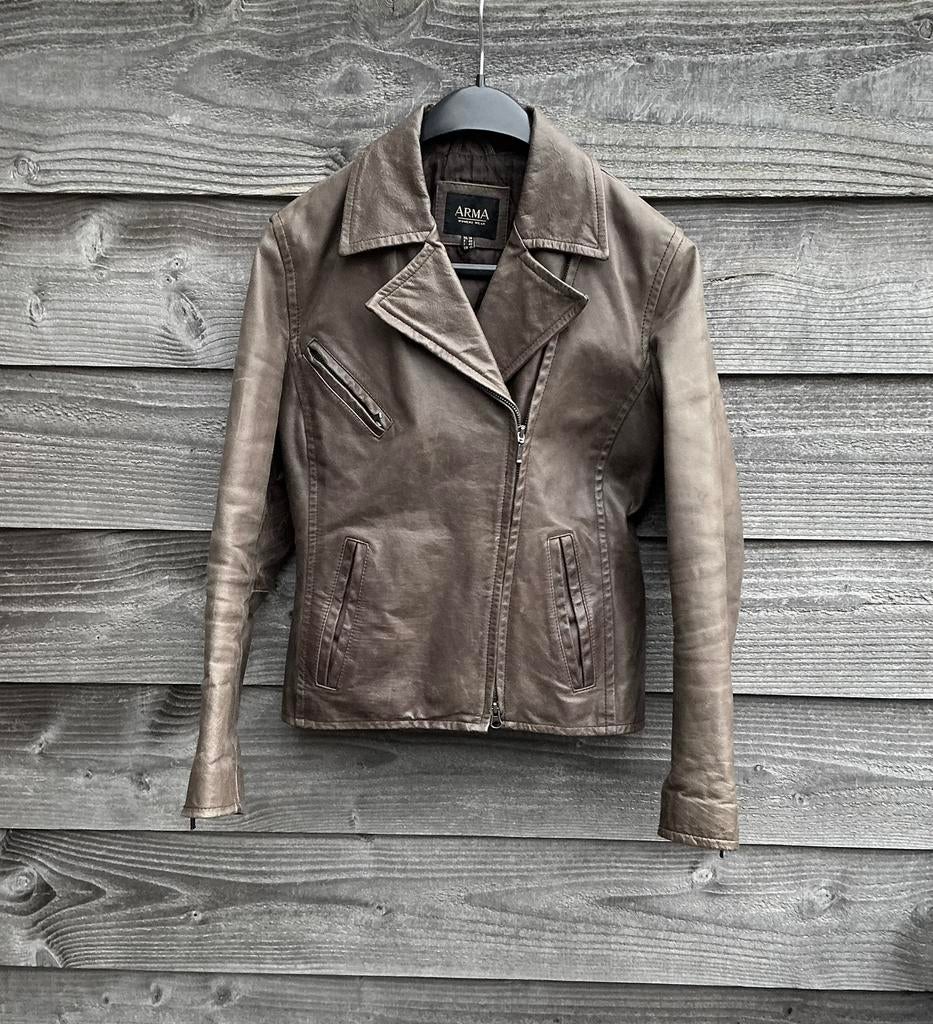 Vintage ARMA Leren dames jasje, Ophalen of Verzenden, Zo goed als nieuw, Bruin