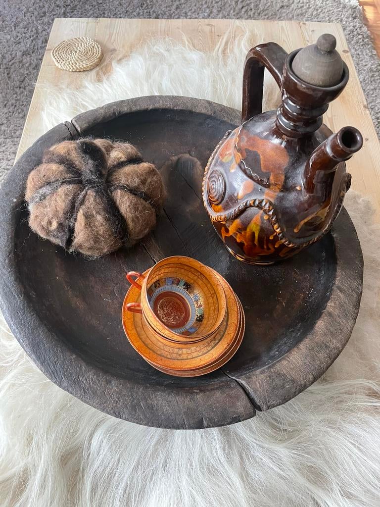 Prachtige geleefde houten schaal in landelijke stijl, Huis en Inrichting, Woonaccessoires | Schalen en Manden, Ophalen, Gebruikt