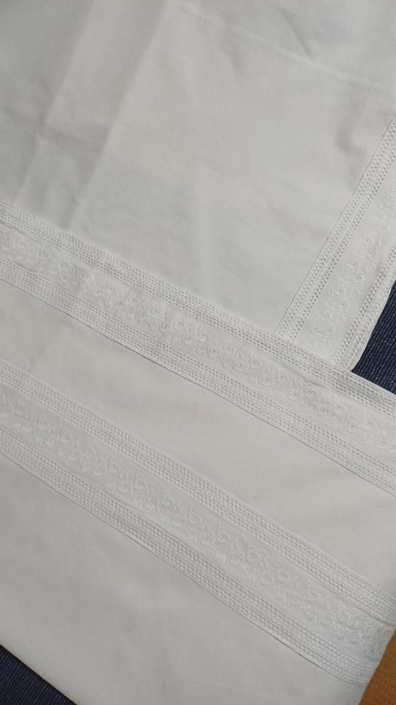 Laken en sloop met kant uit Frankrijk, Eenpersoons, Wit, Overige typen, Nieuw