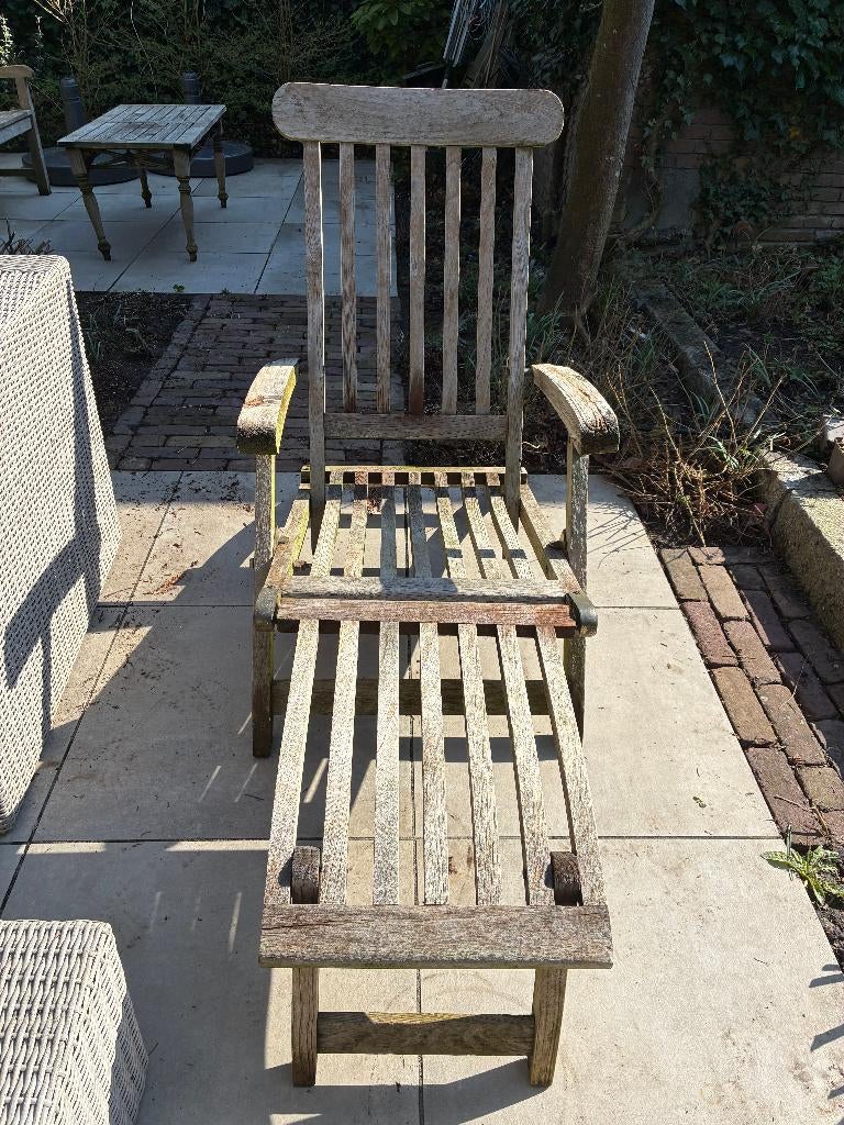 deckchair, Ophalen, Gebruikt, Teakhout, Verstelbaar