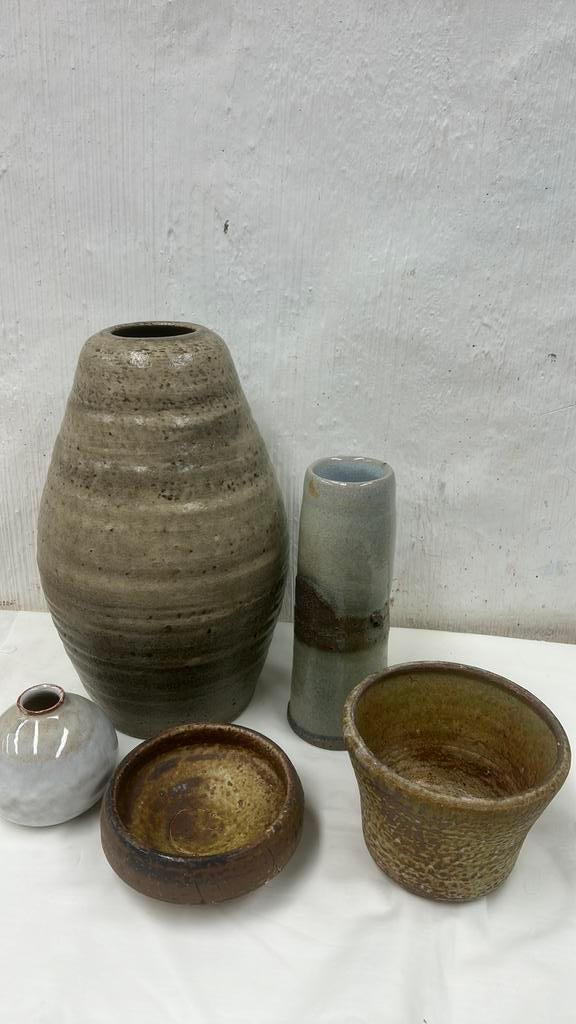 5 Mobach aardewerk items vaas potjes, Antiek en Kunst, Ophalen of Verzenden