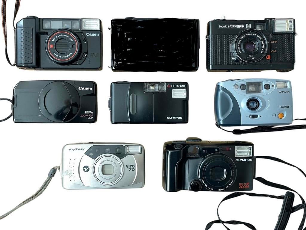 7 analoge compactcamera’s met mankementen, Audio, Tv en Foto, Fotocamera's Analoog, Niet werkend, Compact, Overige Merken, Ophalen of Verzenden