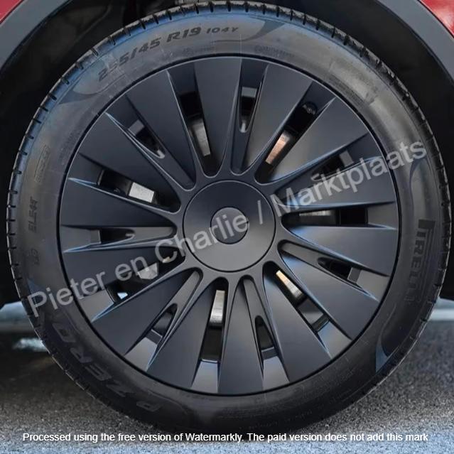 NIEUWE set van 4 zwarte wieldoppen voor de Tesla Model Y, Ophalen of Verzenden, Nieuw