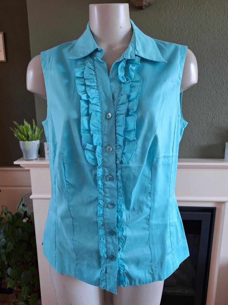 Mayerline blauwe blouse gilet M 40, Kleding | Dames, Maat 38/40 (M), Mayerline, Zo goed als nieuw, Verzenden