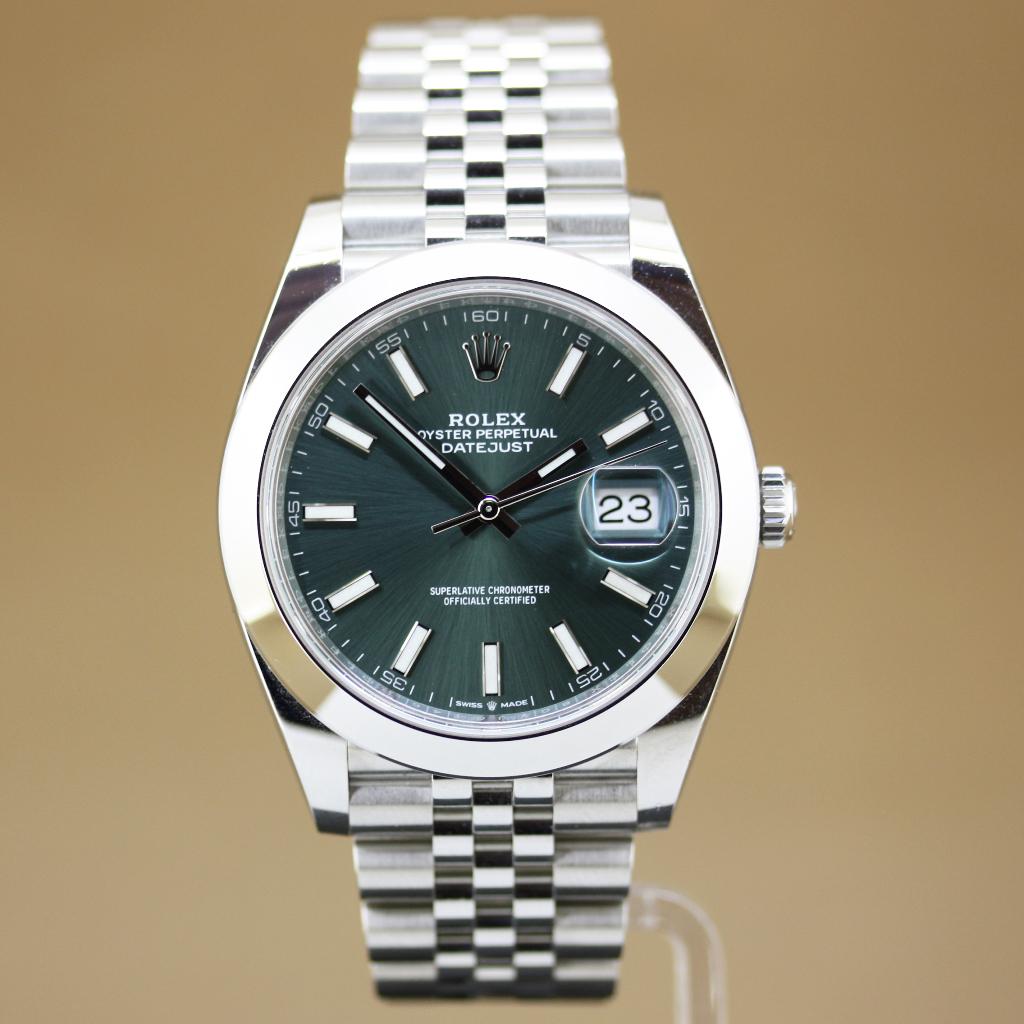 Rolex Datejust 41 126300 Green Jubilee, Staal, Polshorloge, Ophalen of Verzenden, Zo goed als nieuw