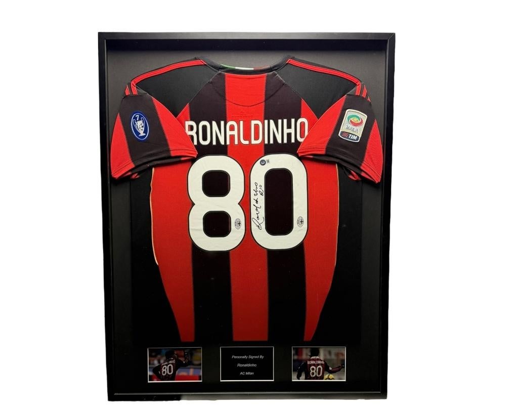 Ronaldinho AC Milan 08/09 gesigneerd ingelijst thuis shirt, Buitenlandse clubs, Soccersignings.nl, Shirt, Nieuw