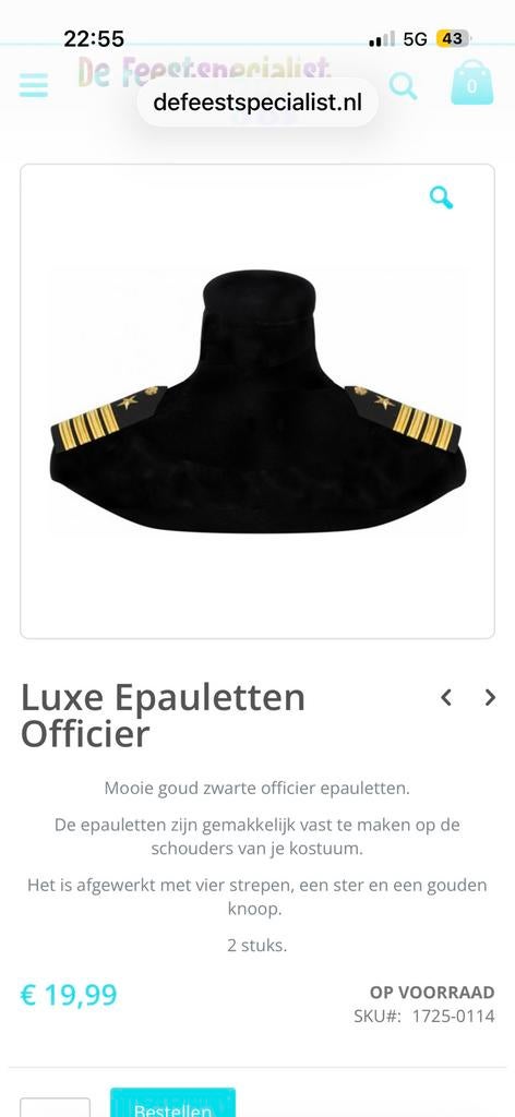 Epauletten, Ophalen of Verzenden, Nieuw, Carnaval